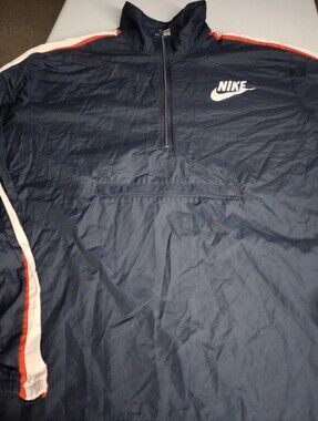 Nike Navy Pullover Windbreaker with White & Red Trim Size X-large